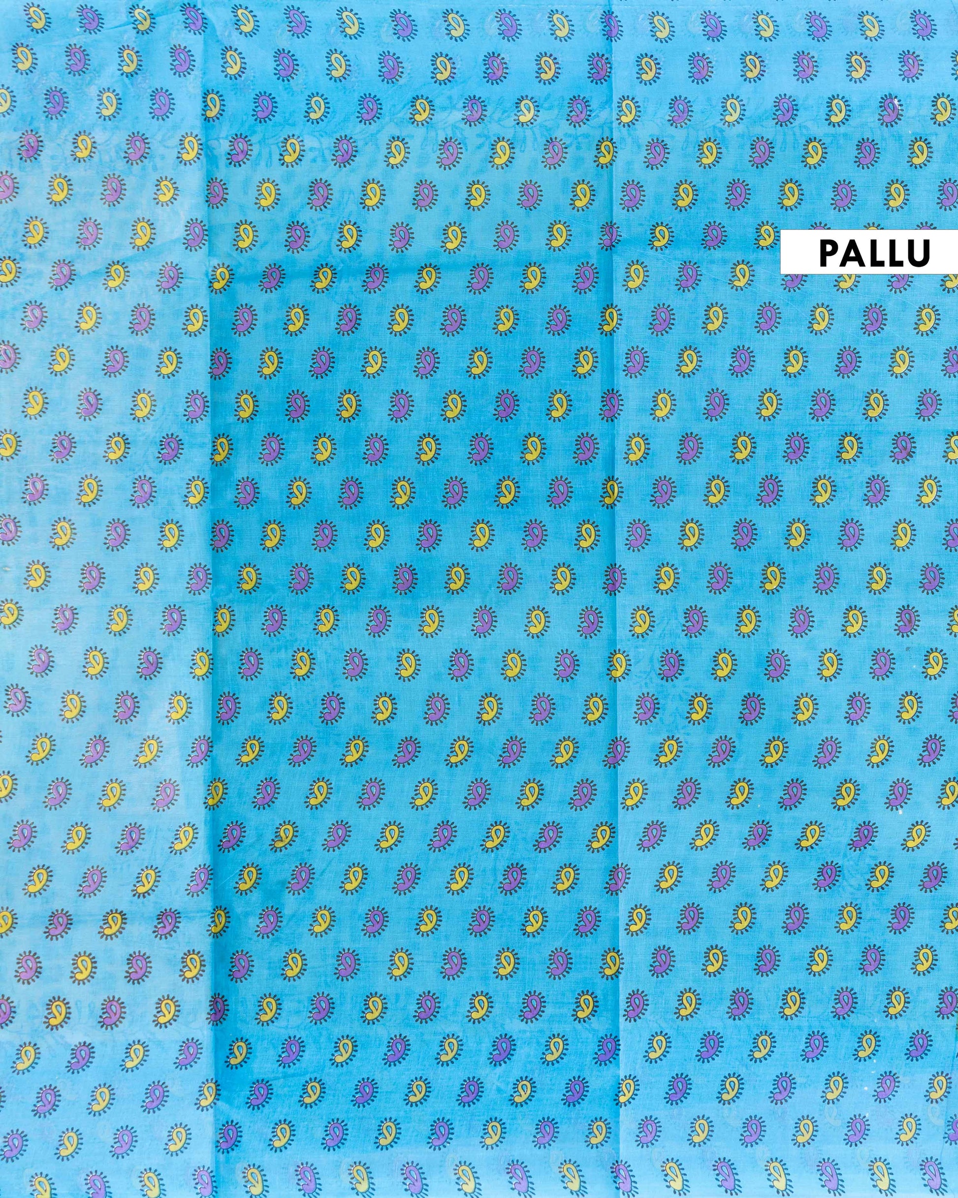 Handloom Voile Cotton Saree with Block Print and Intricate Paisley Motifs - Yellow