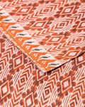 Handloom Voile Cotton Saree with Geometric Ikkat Diamond Pattern - Dark Orange