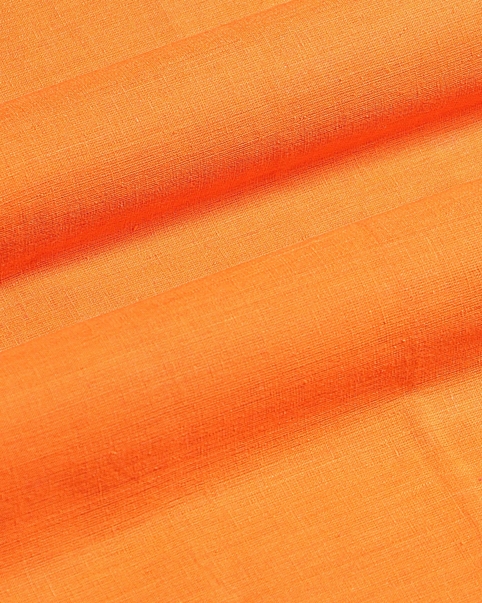 Handloom Women Cotton 1 Meter Blouse Material with Traditional Woven Zari Border - Orange