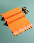 Handloom Women Cotton 1 Meter Blouse Material with Traditional Woven Zari Border - Orange