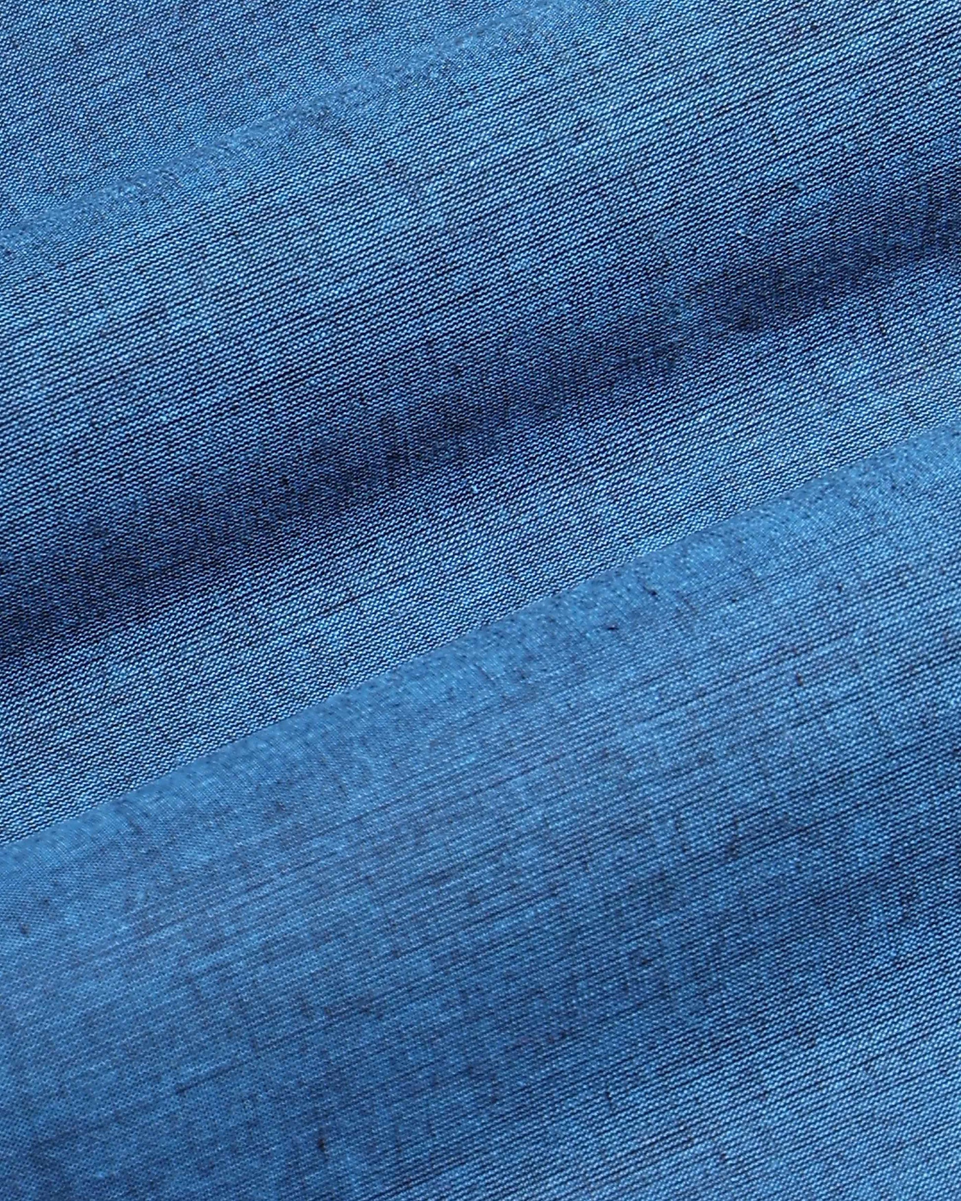 Handloom Women Cotton 1 Meter Blouse Material with Woven Traditional Border - Blue