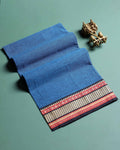 Handloom Women Cotton 1 Meter Blouse Material with Woven Traditional Border - Blue
