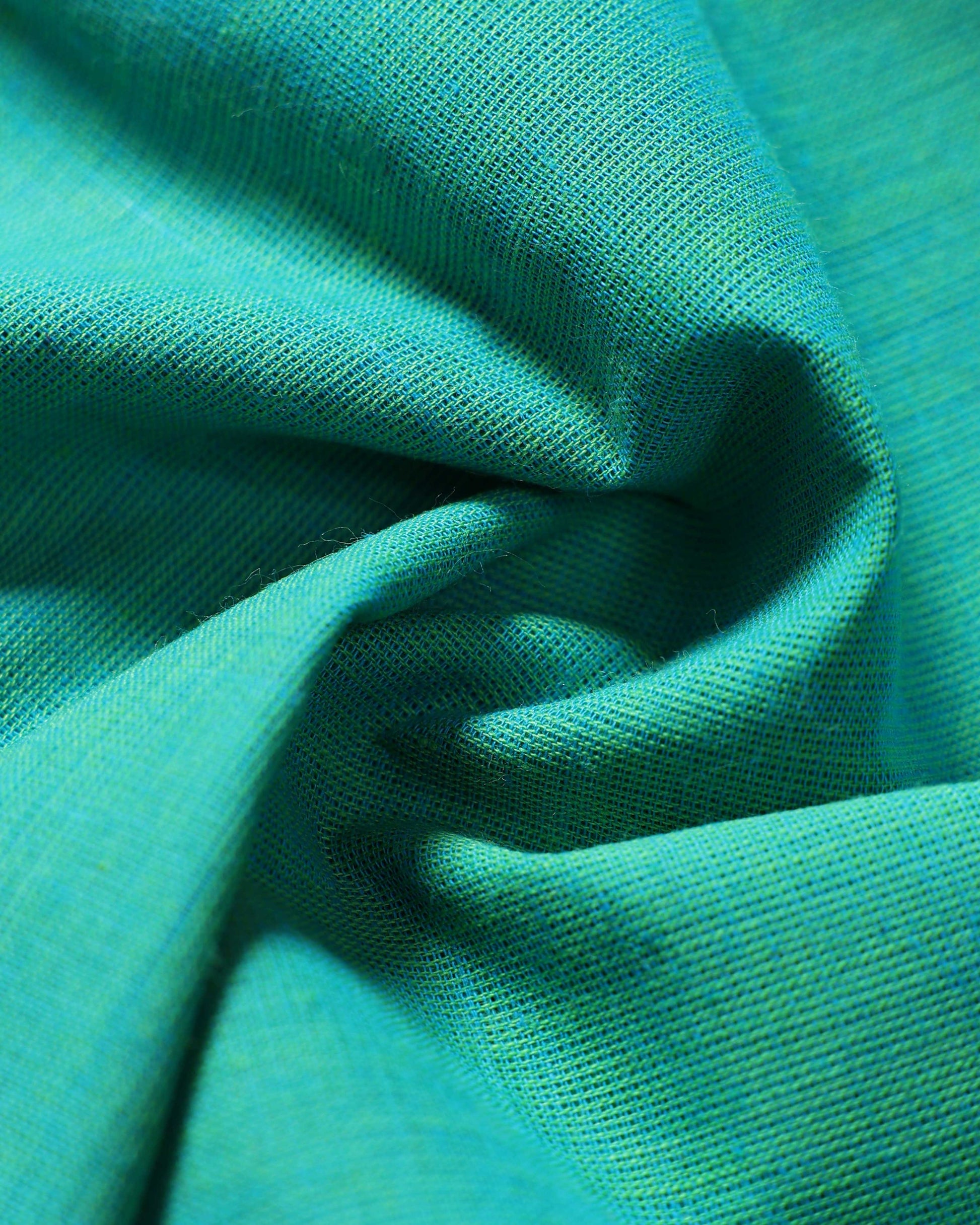 Handloom Woven Blouse Material with Traditional Zari Border - Turquoise