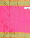 Handloom Woven Silk Cotton Saree with Checked Body and Zari Border - Pink
