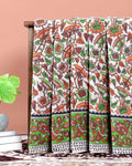 Handpainted Kalamkari Cotton Saree with Traditional Floral Motifs - Cream