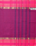 Handwoven Chettinad Cotton Saree with Temple Border and Peacock Design - Purple-Pallu