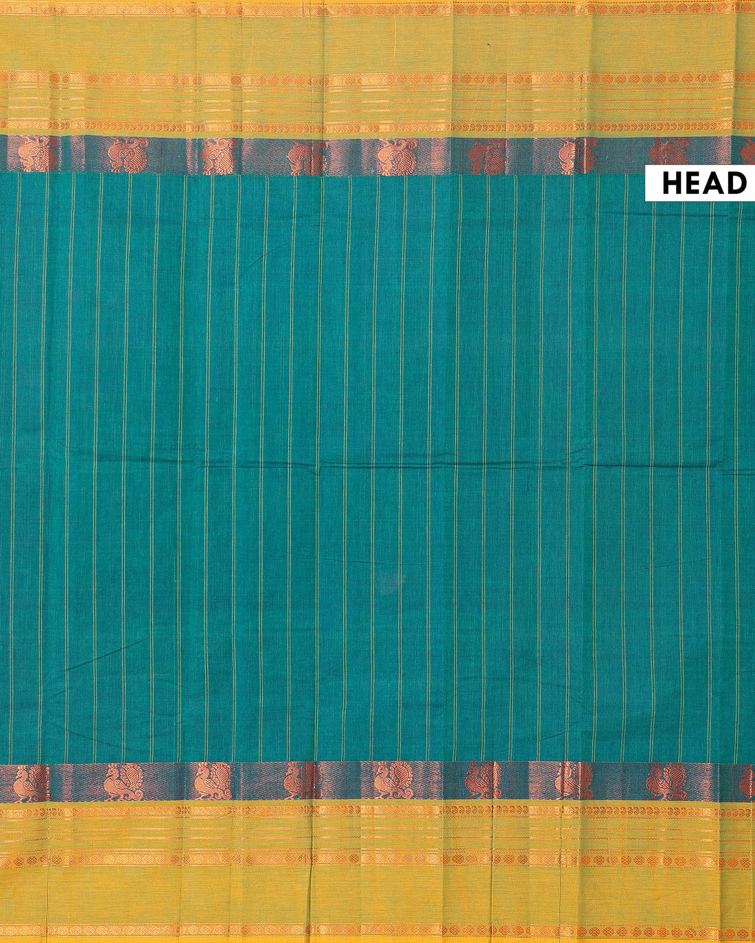 Handwoven Chettinad Cotton Saree with Traditional Zari Border - Green