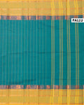 Handwoven Chettinad Cotton Saree with Traditional Zari Border - Green-Pallu