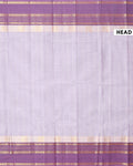 Handwoven Chettinad Cotton Saree with Traditional Zari Border - Grey -head