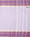 Handwoven Chettinad Cotton Saree with Traditional Zari Border - Grey -pallu