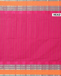 Handwoven Chettinad Cotton Saree with Traditional Zari Border - Magenta -Head