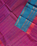 Handwoven Chettinad Cotton Saree with Traditional Zari Border - Purple-Close