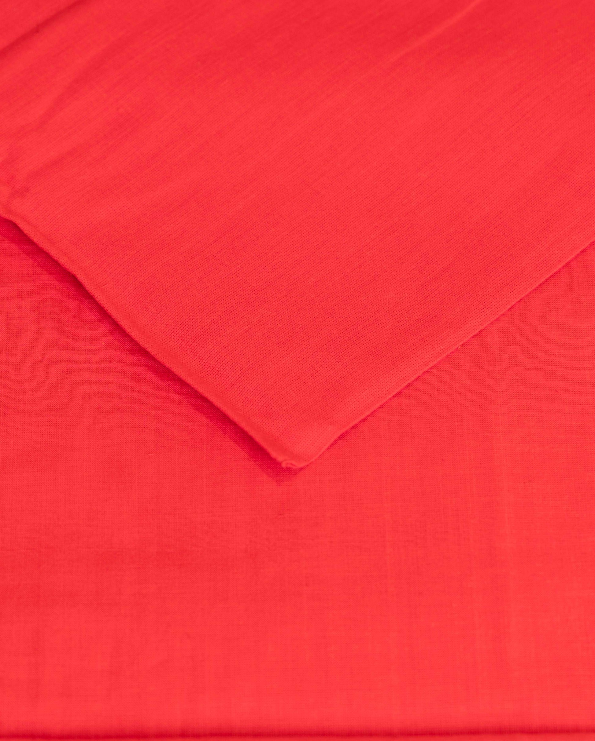 Women's Traditional Handwoven Cotton Salwar Suit Material with Intricate Zari Border and  Dupatta  - Orange