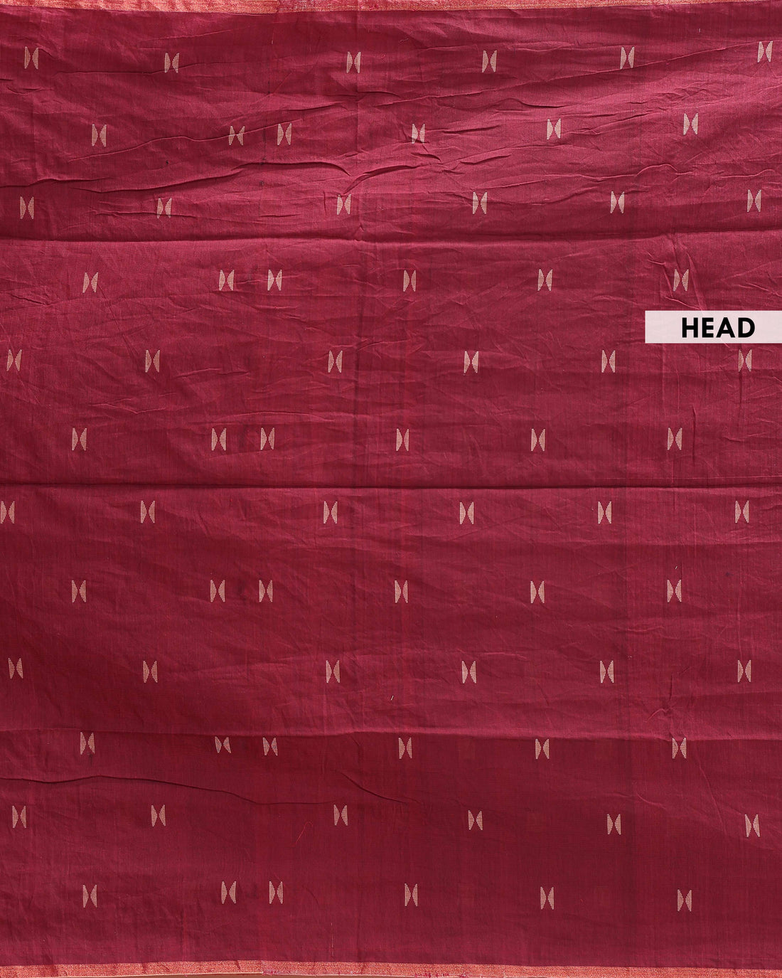 Handwoven Golden Zari Border Semi Silk Cotton Saree with Minimal Butta Weaves - Maroon