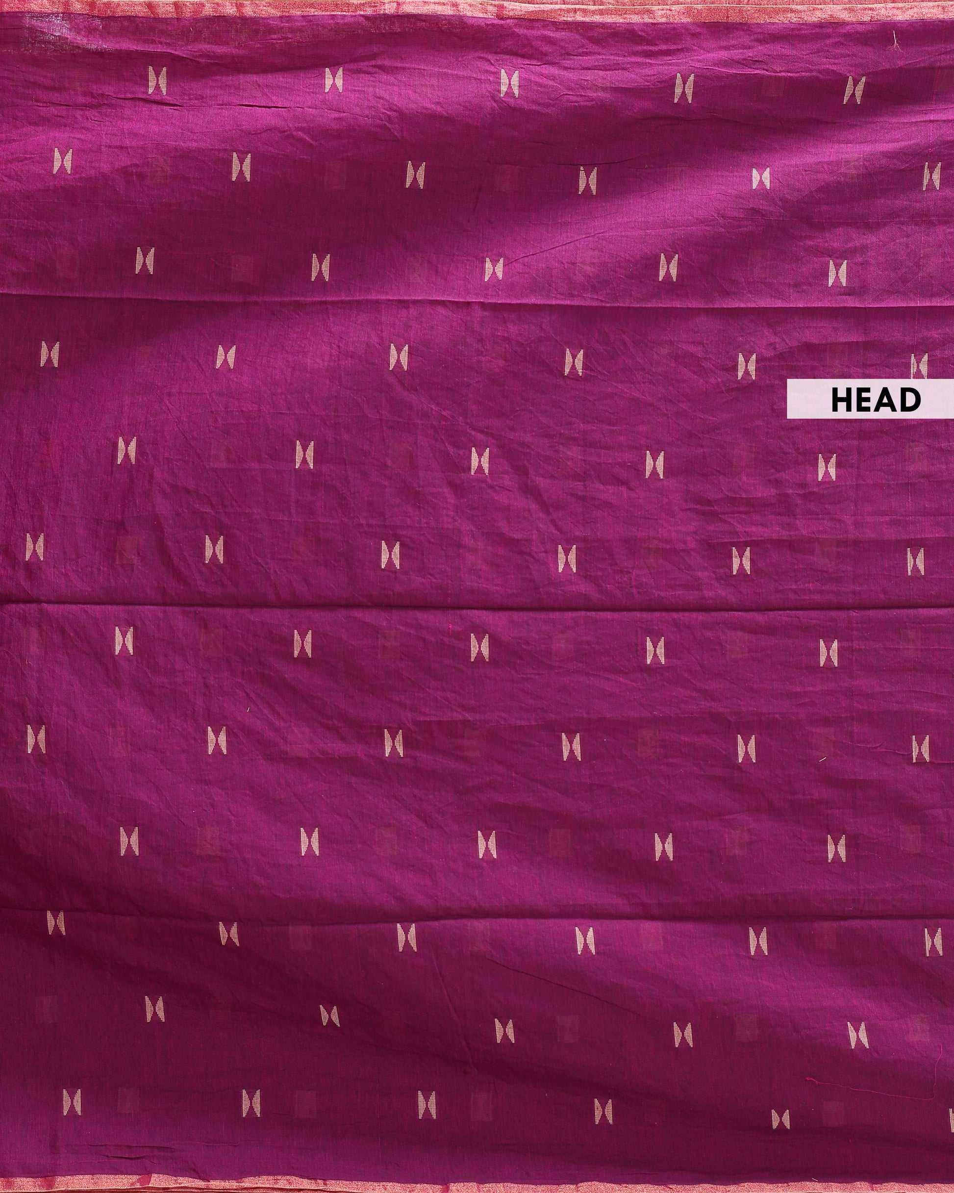 Handwoven Golden Zari Border Semi Silk Cotton Saree with Minimal Butta Weaves - Purple