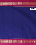 Handwoven Kanchi Cotton Saree with Zari Woven Border and Traditional Motifs - Navy Blue-Head