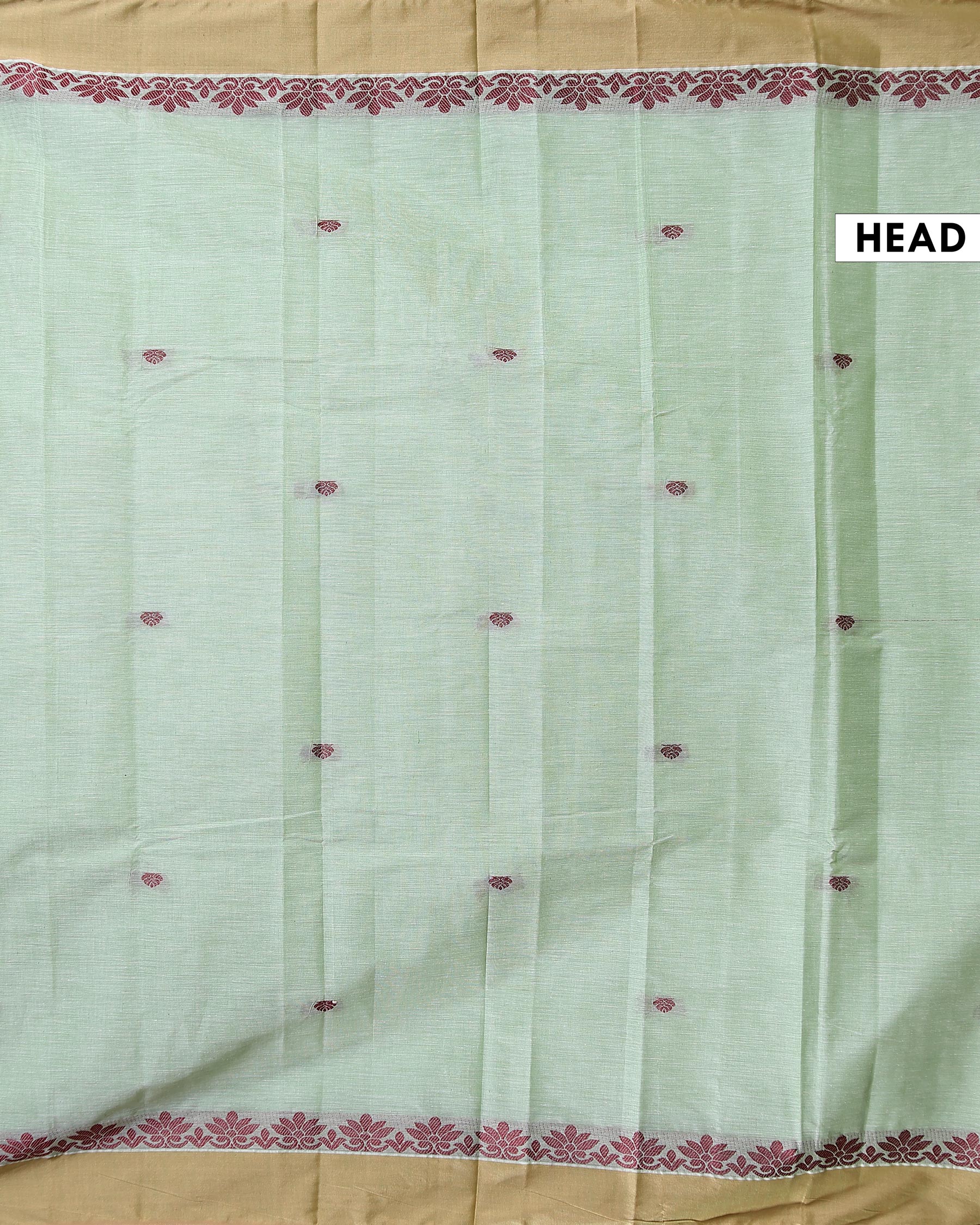 Handwoven Kovai Cotton Saree Subtle Body Buttas and Traditional Border - Light Green