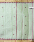 Handwoven Kovai Cotton Saree Subtle Body Buttas and Traditional Border - Light Green