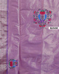 Handwoven Paithani Saree with Traditional Peacock Motif Pallu - Purple-blouse