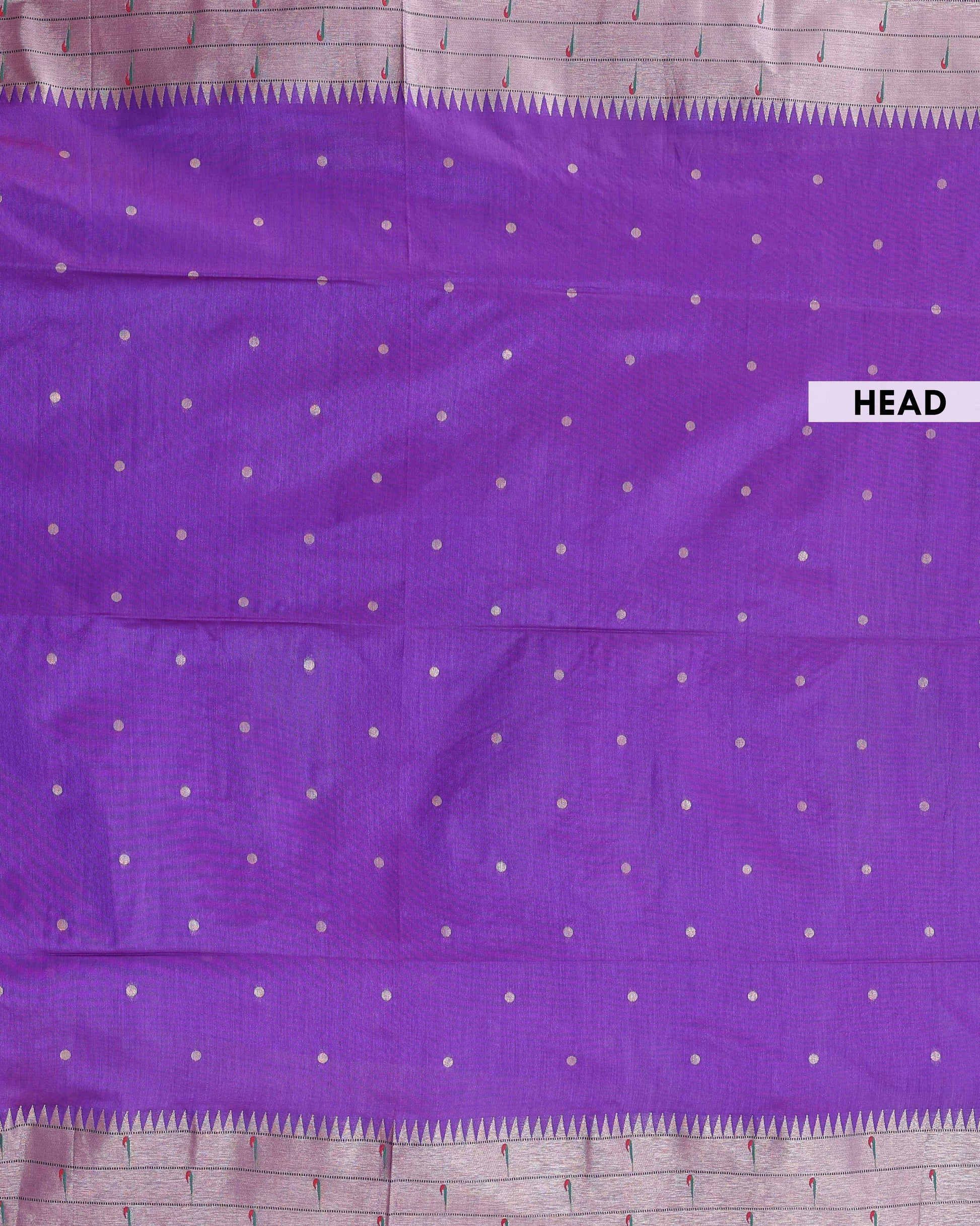 Handwoven Paithani Saree with Traditional Peacock Motif Pallu - Purple-head