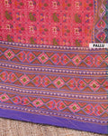 Handwoven Patola Semi-Silk Saree with Geometric and Floral Motifs - Pink-pallu