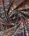Handwoven Patola Silk Saree with Intricate Ikat Weave and Traditional Geometric Motifs - Brown-blouse