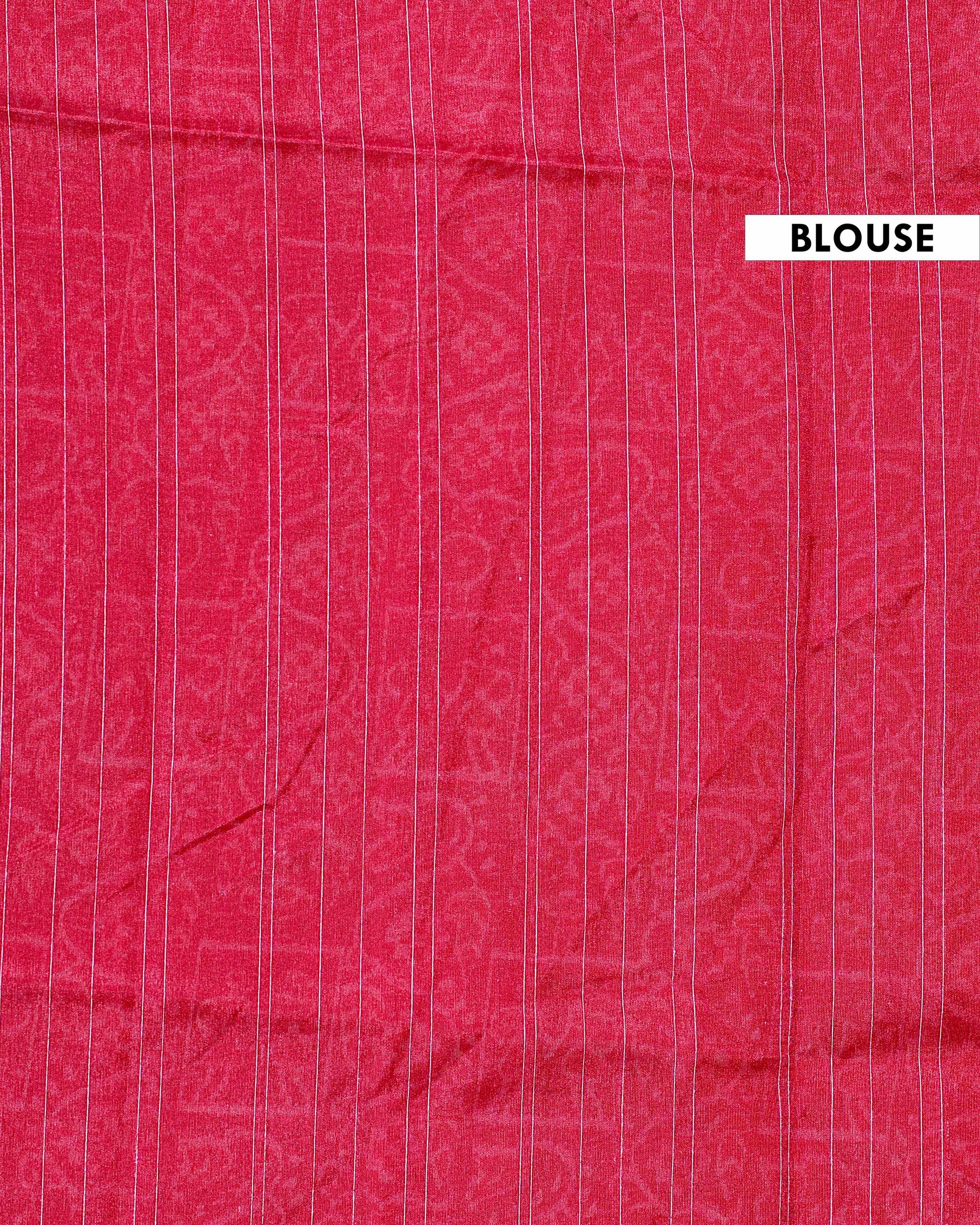 Handwoven Pochampally Ikkat Saree with Traditional Human and Leaf Motifs - Red