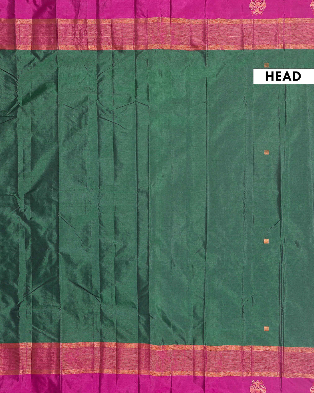 Handwoven Soft Silk Saree with Contrasting Border and Zari Details - Dark Green