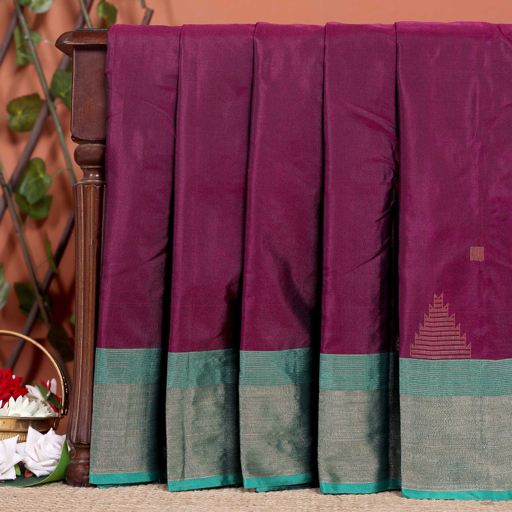 Handwoven Soft Silk Saree with Contrasting Zari Border and Pallu - Purple