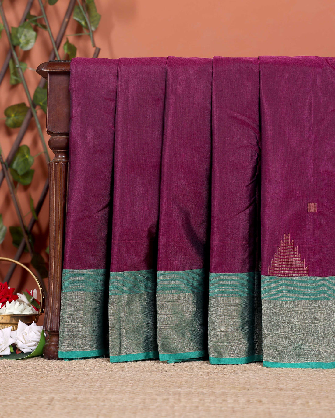 Handwoven Soft Silk Saree with Contrasting Zari Border and Pallu - Purple