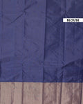 Handwoven Soft Silk Saree with Intricate Zari Motifs and Rich Border - Navy Blue-blouse