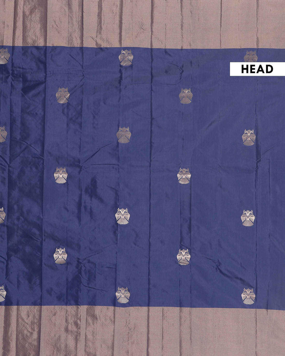 Handwoven Soft Silk Saree with Intricate Zari Motifs and Rich Border - Navy Blue