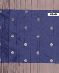 Handwoven Soft Silk Saree with Intricate Zari Motifs and Rich Border - Navy Blue