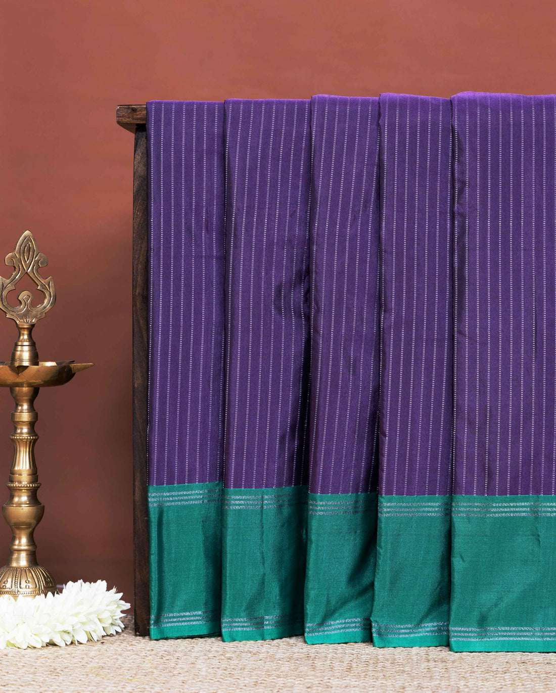 Handwoven Soft Silk Saree with Minimal Stripes and Elegant Traditional Border Detail - Purple