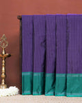 Handwoven Soft Silk Saree with Minimal Stripes and Elegant Traditional Border Detail - Purple