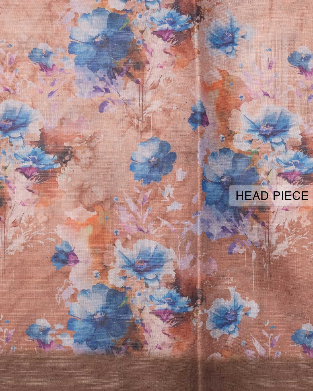 Ethnic Floral Printed Tissue Saree - Brown