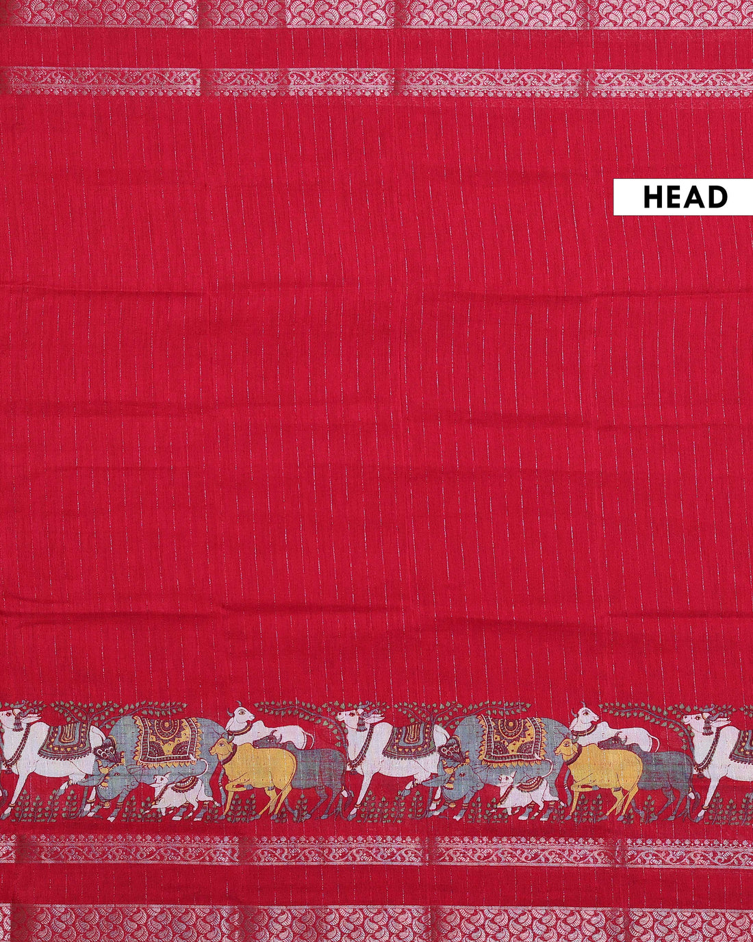 Elegant Dola Saree with Traditional Animal Motifs And A Silver Zari Border - Pink