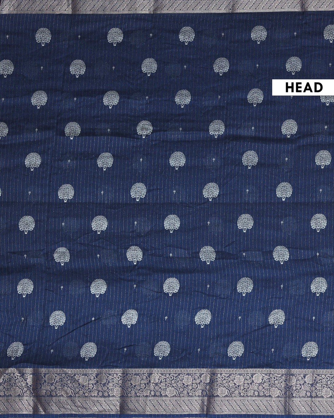 Classic Dola Silk Saree with Silver Tree Buti Motifs and Rich Woven Zari Border - Blue