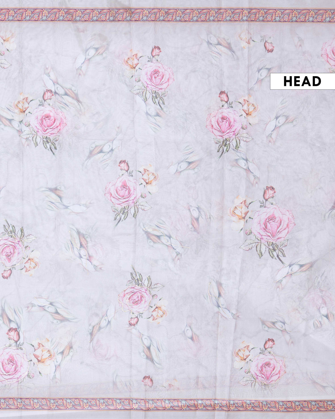 Elegant Linen Cotton Saree with Floral Prints - Green