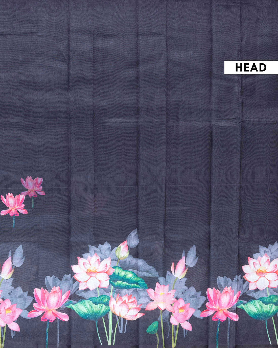 Linen Cotton Saree with Elegant Floral Print - Black