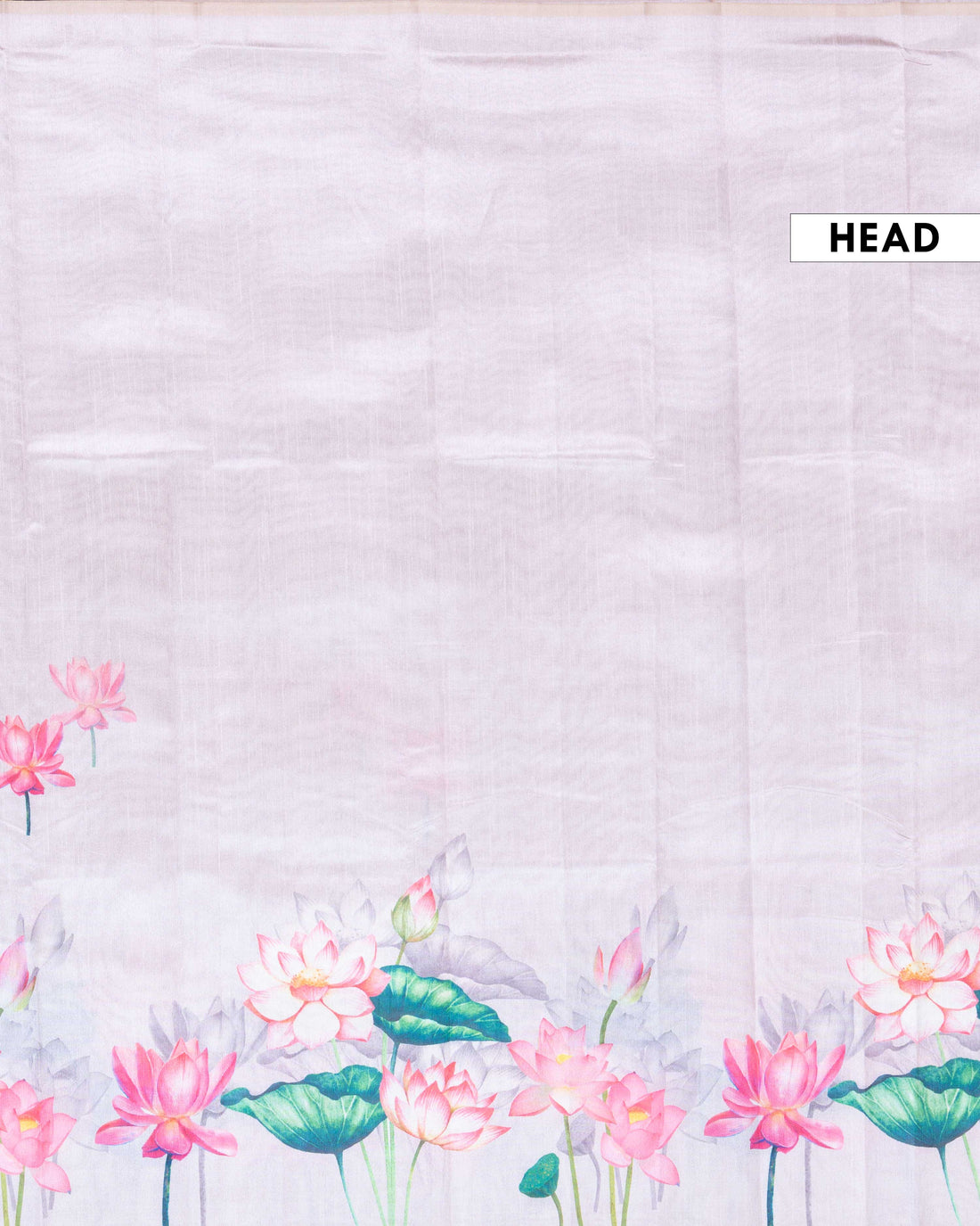 Printed Linen Cotton Saree with Floral Design - Lavender