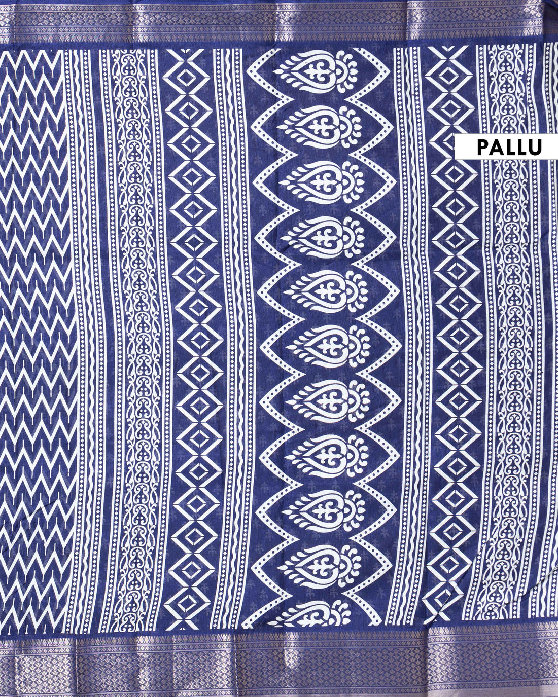 Chevron Print Dola Silk Saree - Blue