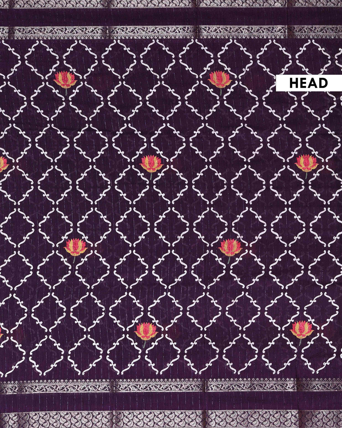 Classic Dola Silk Saree with Traditional Floral Lattice Patterns And Silver Zari Border - Violet