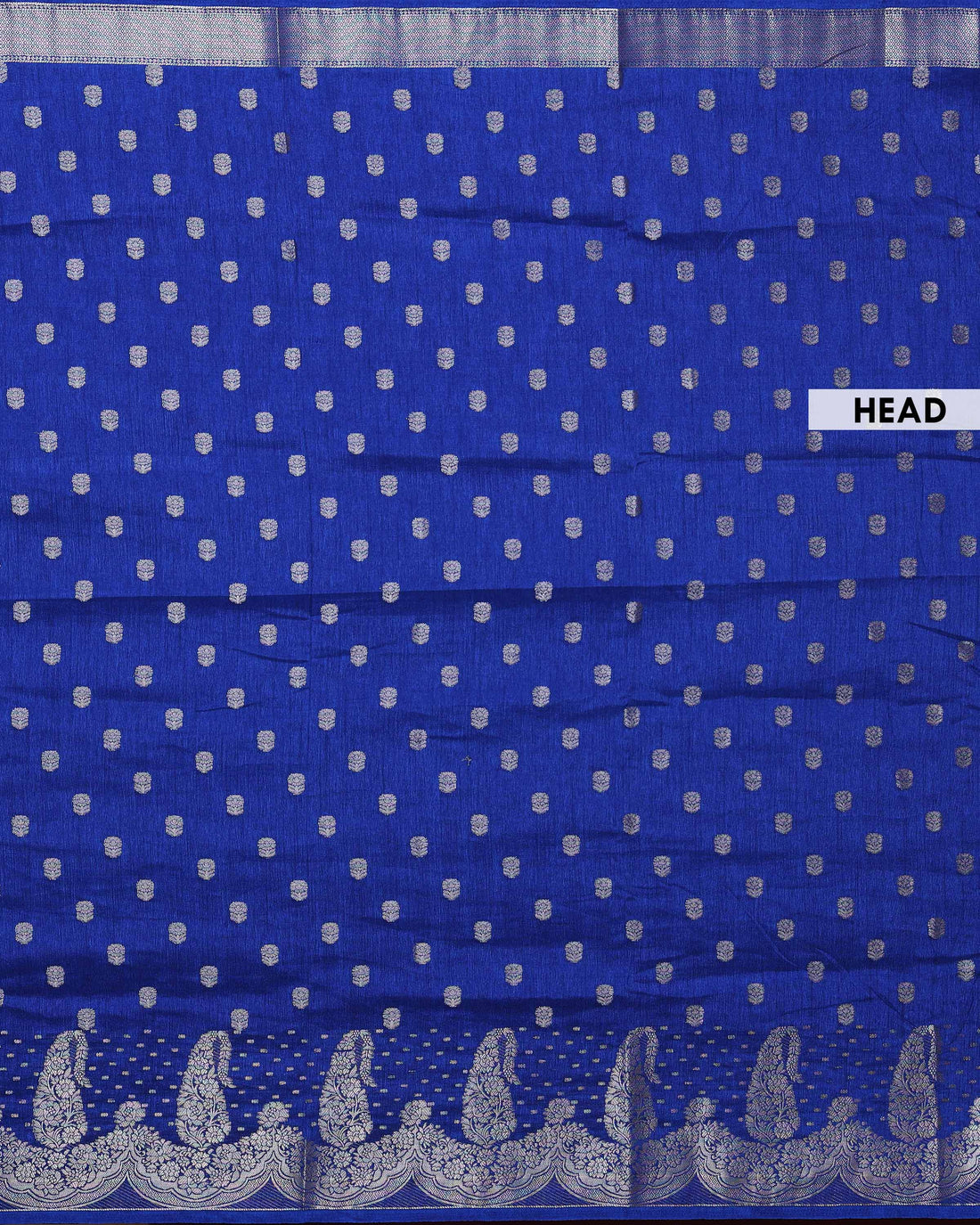 Elegant Semi Banarasi Saree with All over Silver Buti Motifs Pichwai Zari Woven Border - Blue