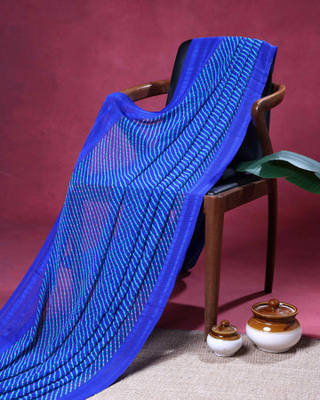 Elegant Georgette Saree with Contemporary Stripe Pattern and Refined Solid Border - Blue