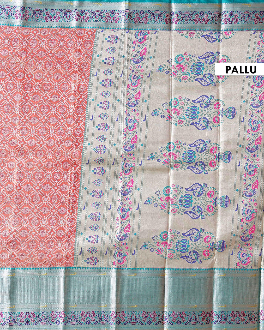 Elegant Niranjana Silk Saree Intricate Brocade Floral Patterns and Classic Designer Border - Peach