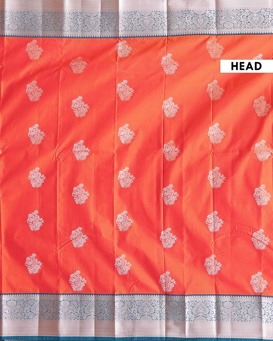 Elegant Niranjana Silk Saree with Intricate Floral Butta Weaving and Grand Traditional Zari Border - Orange