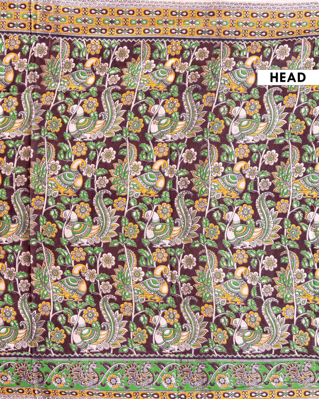 Traditional Kalamkari Cotton Saree with Intricate Tree and Peacock Design - Dark Purple