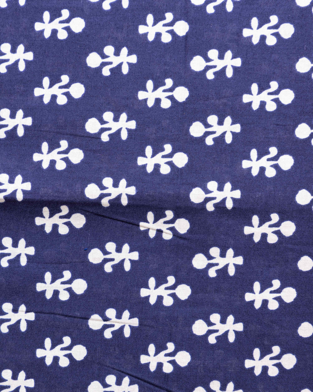 Women's Traditional Printed Blouse Material with Soft Finish - Navy Blue