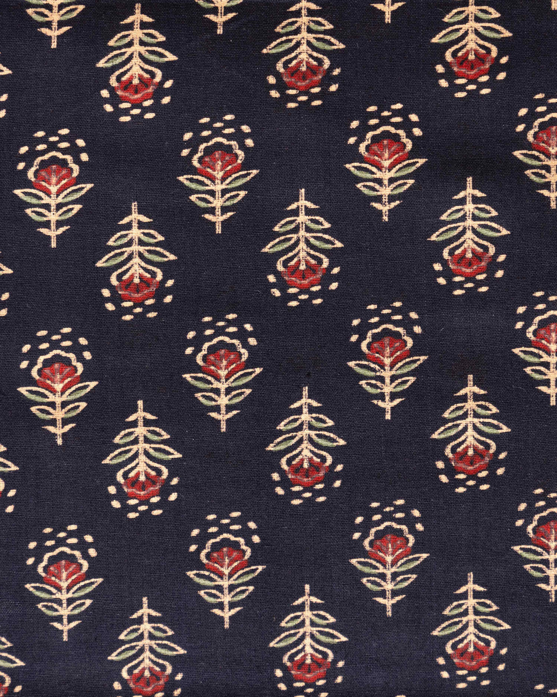 Women's Traditional Ajrakh Print Cotton Blouse Material - Black